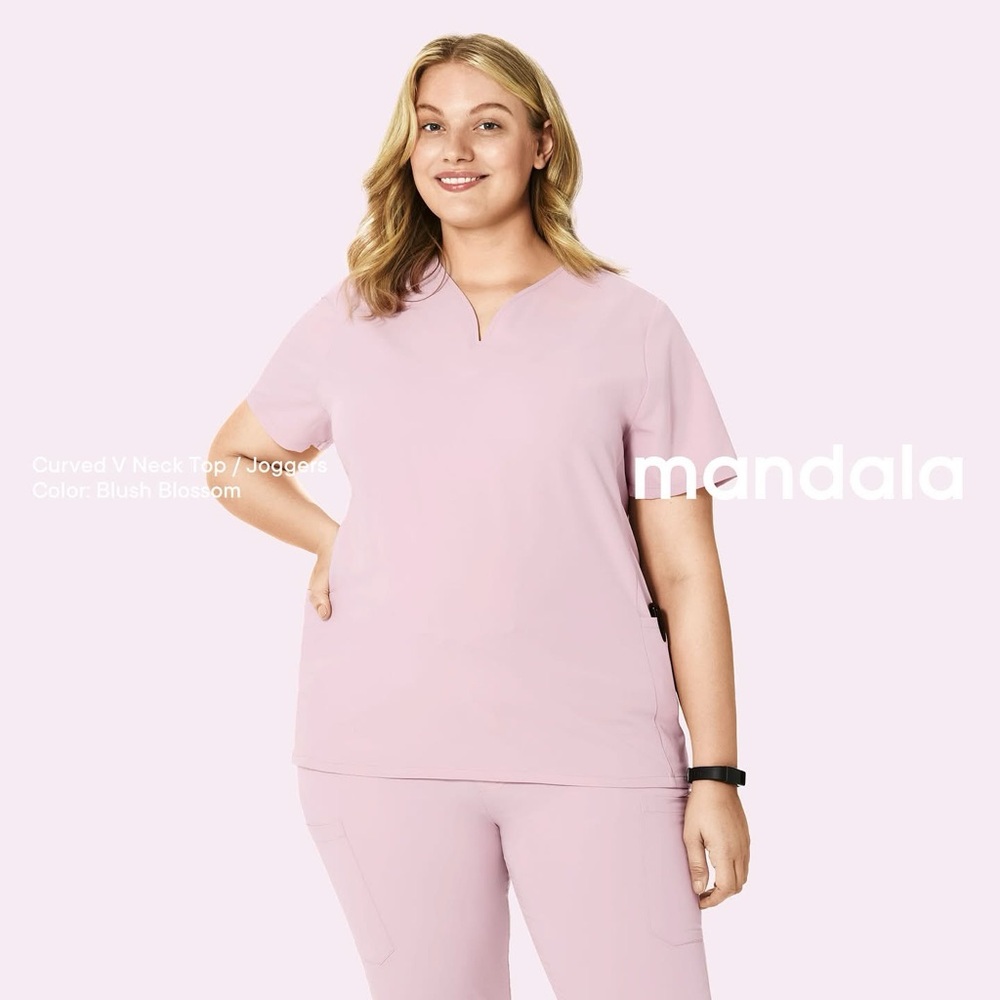 Mandala Blush Blossom Scrub Set with matching Scrub jacket M